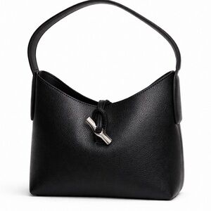 LONGCHAMP Small Roseau Shoulder black leather toggle closure Bag  old money